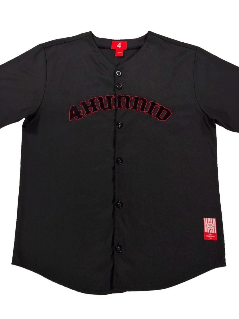4Hunnid YG Black Baseball Jersey Shirt Mens Large 2019 World Championship